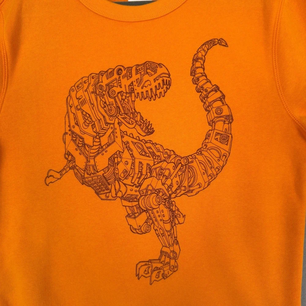 GAP Kids Boys Orange Pullover Sweatshirt With Mechanical Dinosaur Graphic L(10)